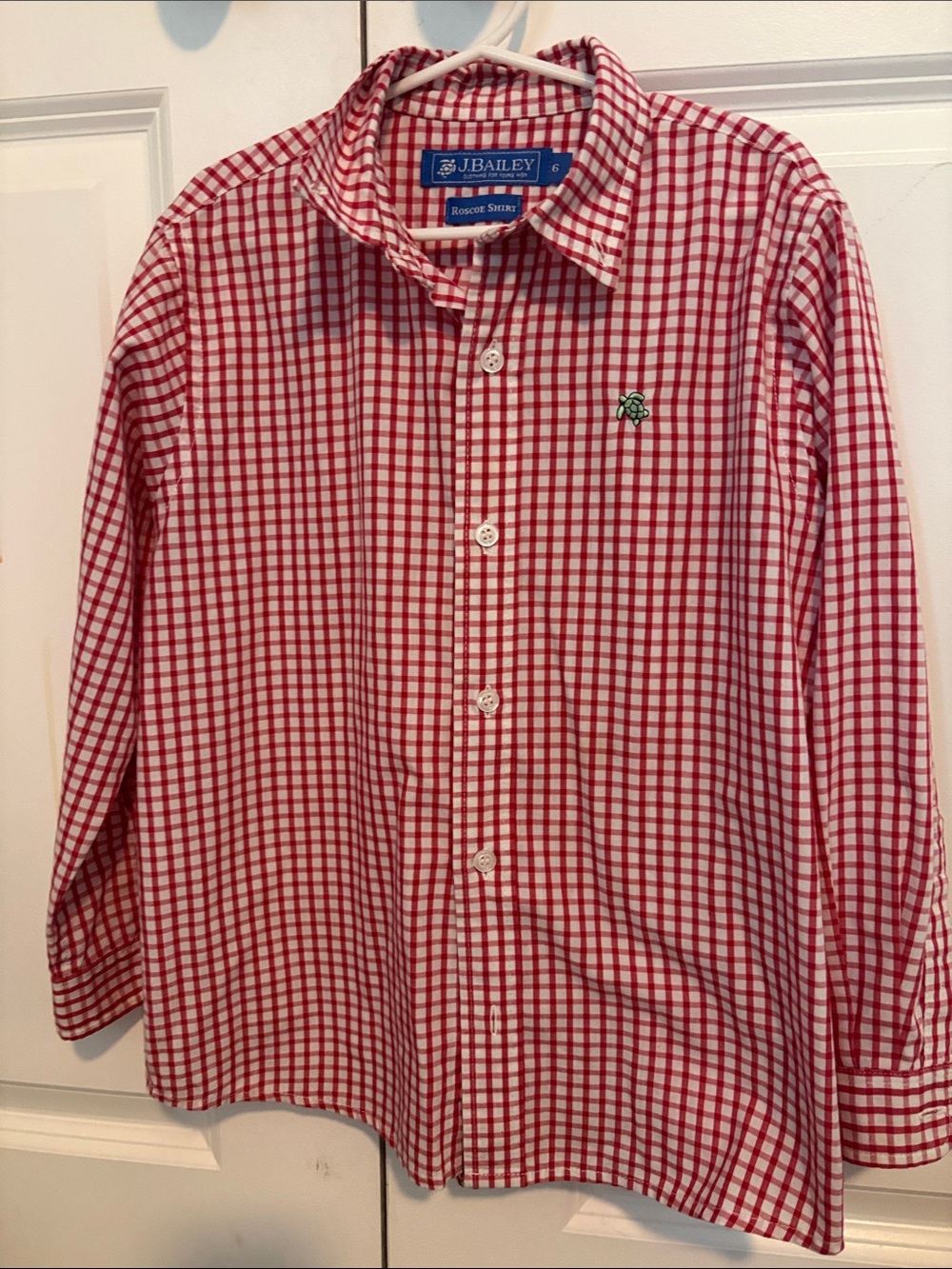 Boys' Red & White Gingham Button-Down Shirt